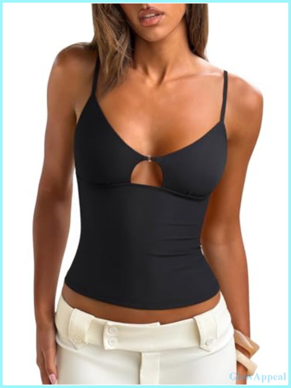 Buttery Soft Double Lined Cut Out Deep V Neck Slim Fit Y2K Tank Top